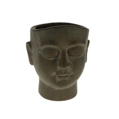 POT FACE BROWN BLACK CEMENT       - DECOR ITEMS